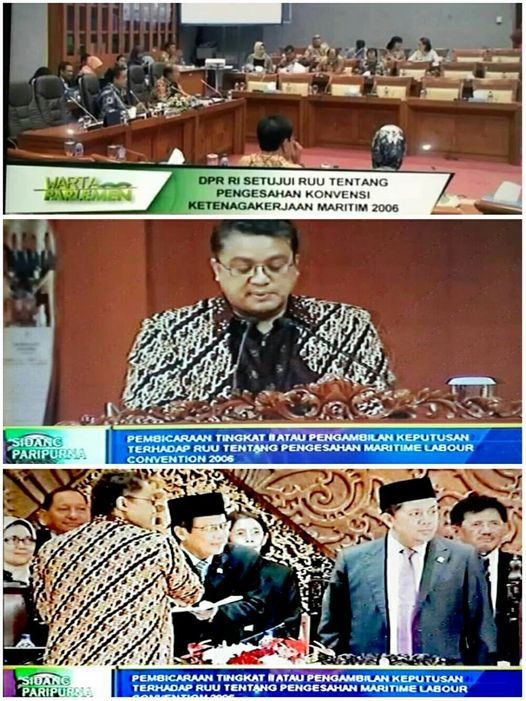 Pengesahan di paripurna UU MLC (Maritime Labour Convention)  resmi di undangkan